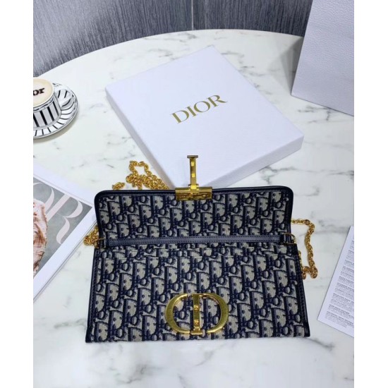Replica Christian Dior 30 Montaigne Jacquard Canvas Clutch Bag Dark Blue