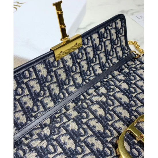 Replica Christian Dior 30 Montaigne Jacquard Canvas Clutch Bag Dark Blue