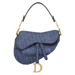 Fake Christian Dior Saddle Denim Canvas Bag Blue Replica