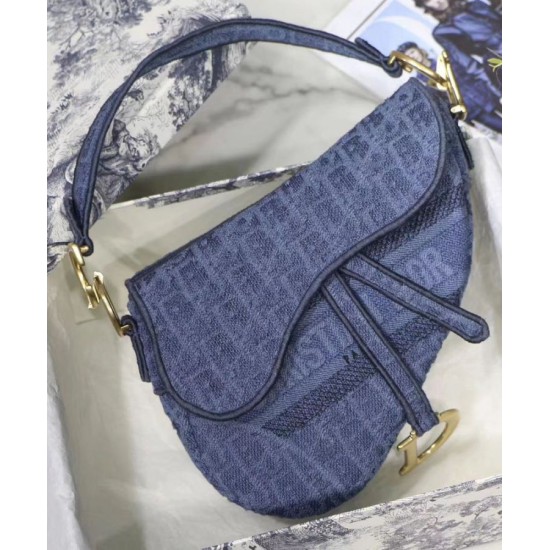 Fake Christian Dior Saddle Denim Canvas Bag Blue Replica