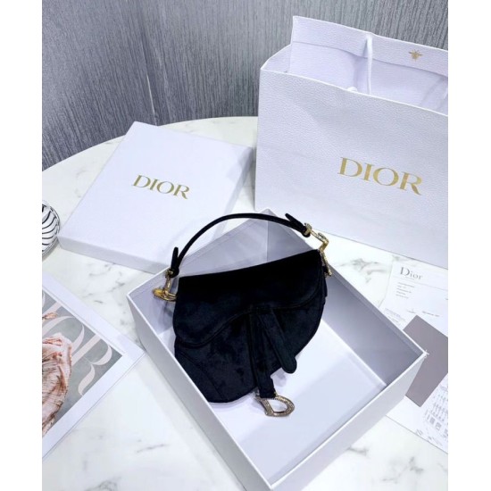 Replica Christian Dior Mini Saddle Velvet Bag Black