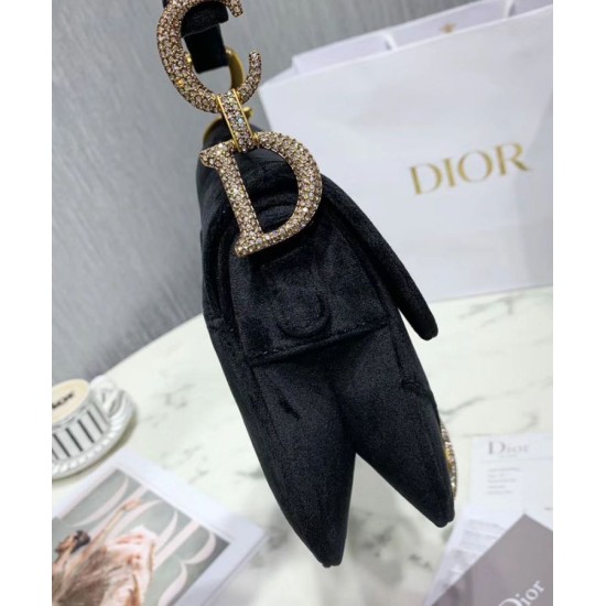 Replica Christian Dior Mini Saddle Velvet Bag Black