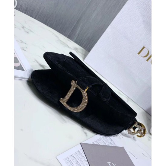 Replica Christian Dior Mini Saddle Velvet Bag Black