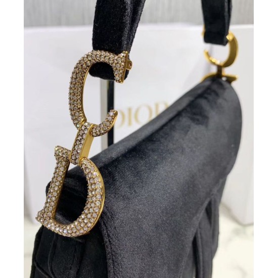 Replica Christian Dior Mini Saddle Velvet Bag Black