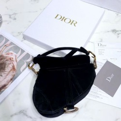 Replica Christian Dior Mini Saddle Velvet Bag Black