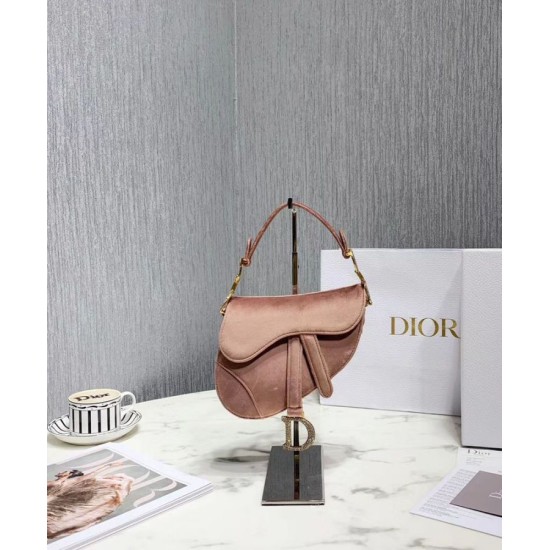 Replica Christian Dior Mini Saddle Velvet Bag Pink
