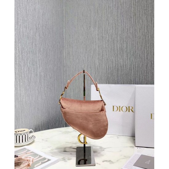 Replica Christian Dior Mini Saddle Velvet Bag Pink