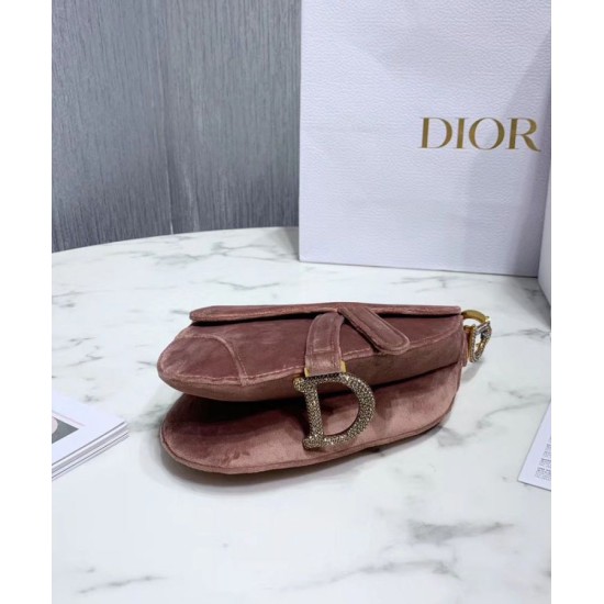 Replica Christian Dior Mini Saddle Velvet Bag Pink