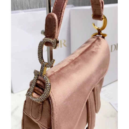 Replica Christian Dior Mini Saddle Velvet Bag Pink
