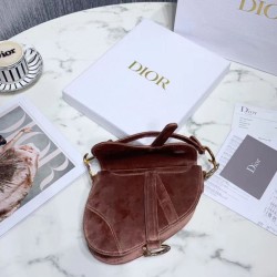 Replica Christian Dior Mini Saddle Velvet Bag Pink