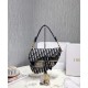 Replica Christian Dior Saddle Original Oblique Embroidered Canvas Bag Dark Blue