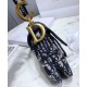 Replica Christian Dior Saddle Original Oblique Embroidered Canvas Bag Dark Blue