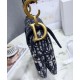 Replica Christian Dior Saddle Original Oblique Embroidered Canvas Bag Dark Blue
