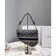 Replica Christian Dior Saddle Original Oblique Embroidered Canvas Bag Dark Blue