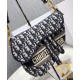 Replica Christian Dior Saddle Original Oblique Embroidered Canvas Bag Dark Blue
