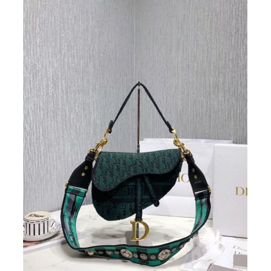 Fake Christian Dior Saddle Original Oblique Embroidered Canvas Bag Green Replica Fake Christian Dior Saddle Original Oblique Embroidered Canvas Bag Green Replica