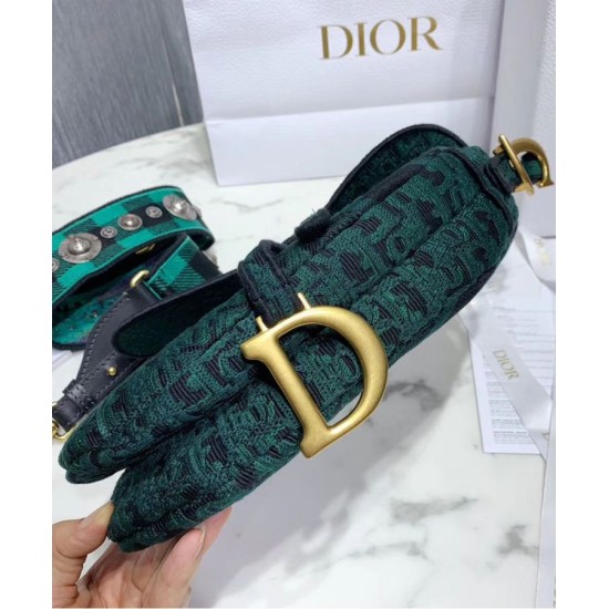 Fake Christian Dior Saddle Original Oblique Embroidered Canvas Bag Green Replica Fake Christian Dior Saddle Original Oblique Embroidered Canvas Bag Green Replica