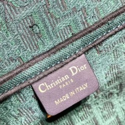 Fake Christian Dior Saddle Original Oblique Embroidered Canvas Bag Green Replica
