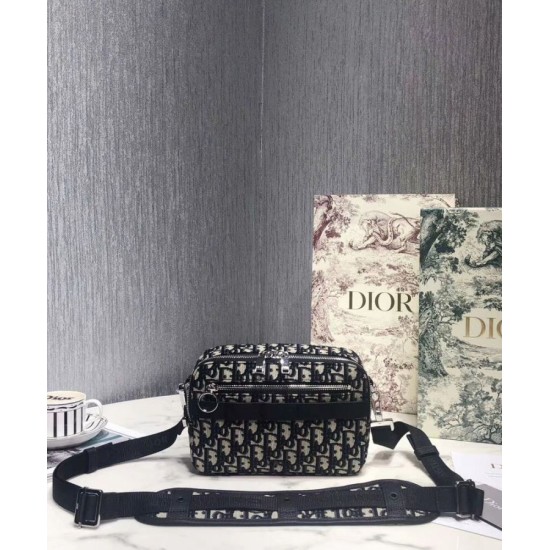 Replica Christian Dior Safari Dior Oblique Messenger Bag Dark Blue