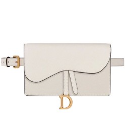 Replica Christian Dior Saddle Belt Clutch White