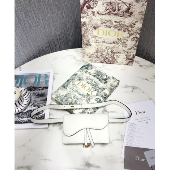 Replica Christian Dior Saddle Belt Clutch White