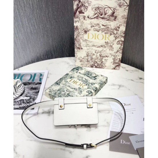 Replica Christian Dior Saddle Belt Clutch White