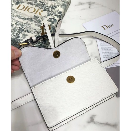 Replica Christian Dior Saddle Belt Clutch White