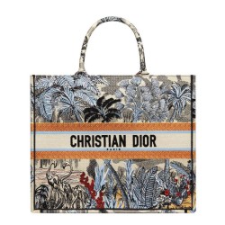 Replica Christian Dior Book Tote Bag In Embroidered Canvas Green
