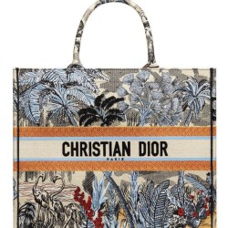 Replica Christian Dior Book Tote Bag In Embroidered Canvas Green