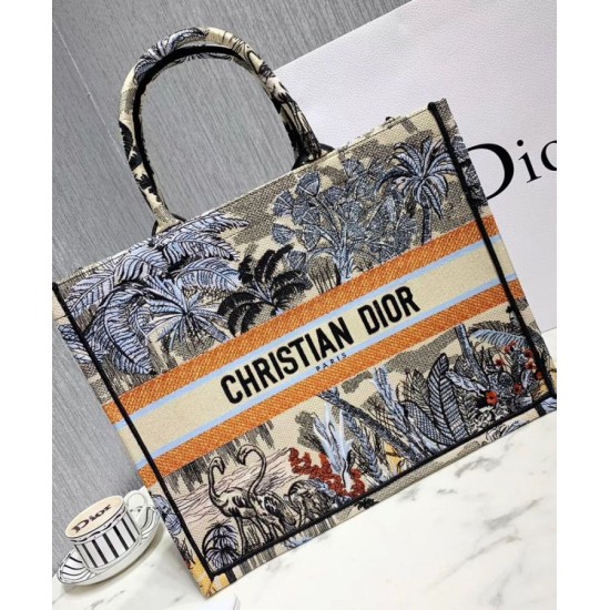 Replica Christian Dior Book Tote Bag In Embroidered Canvas Green