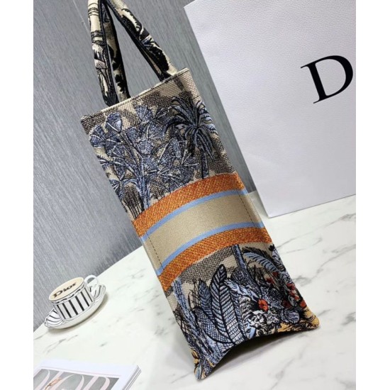 Replica Christian Dior Book Tote Bag In Embroidered Canvas Green