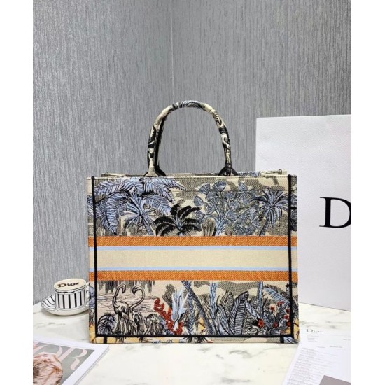 Replica Christian Dior Book Tote Bag In Embroidered Canvas Green