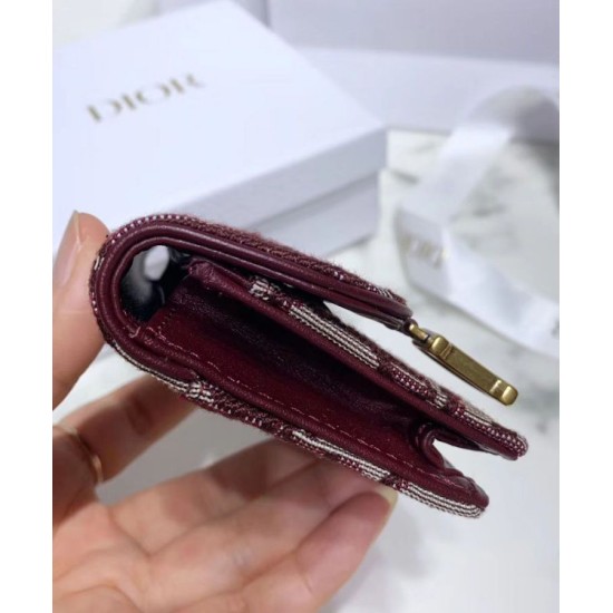 Fake Christian Dior Oblique Saddle Wallet Red Replica