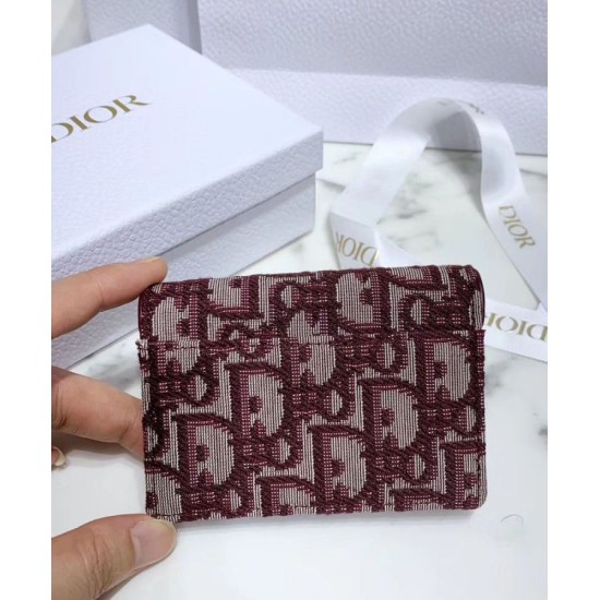 Fake Christian Dior Oblique Saddle Wallet Red Replica