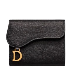Replica Christian Dior Saddle Calfskin Wallet Black