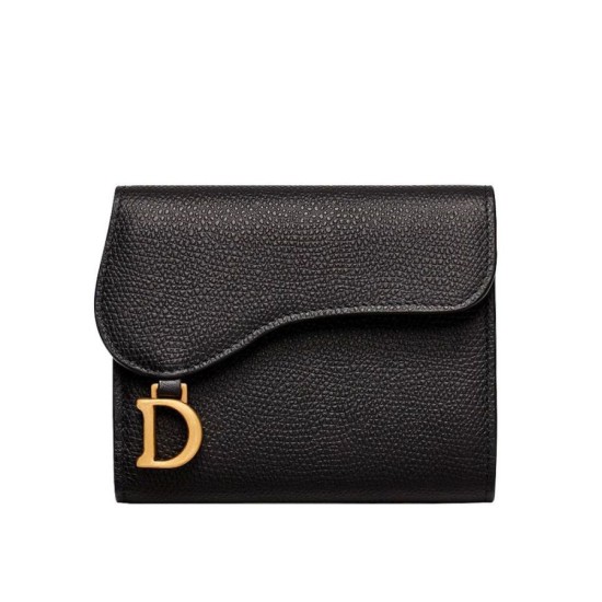 Replica Christian Dior Saddle Calfskin Wallet Black