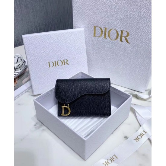Replica Christian Dior Saddle Calfskin Wallet Black