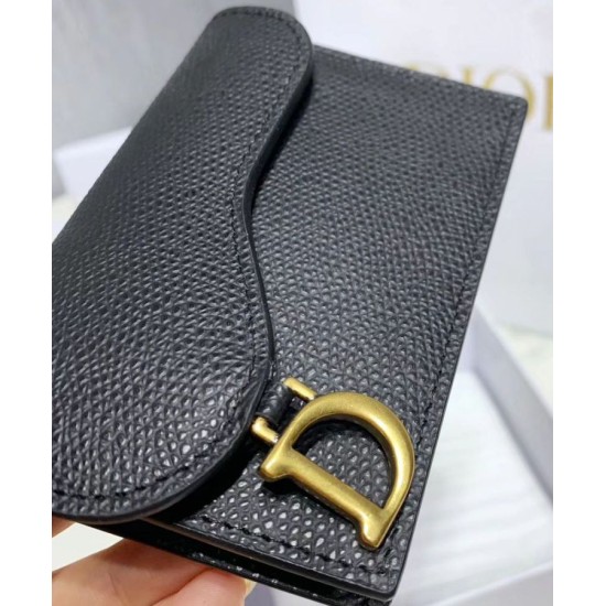 Replica Christian Dior Saddle Calfskin Wallet Black
