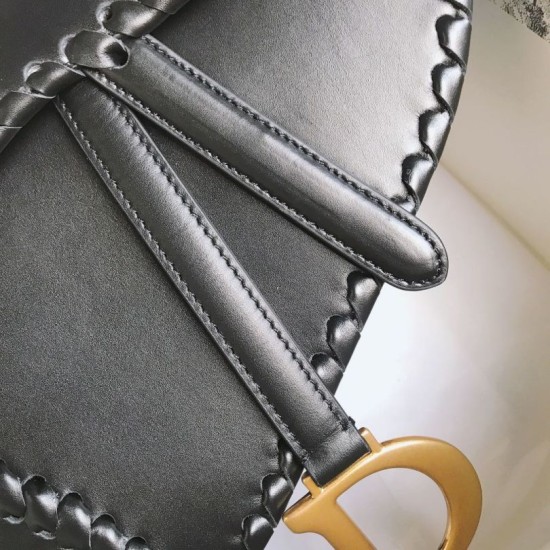 Replica Christian Dior Grooved Edge Saddle Bag Black