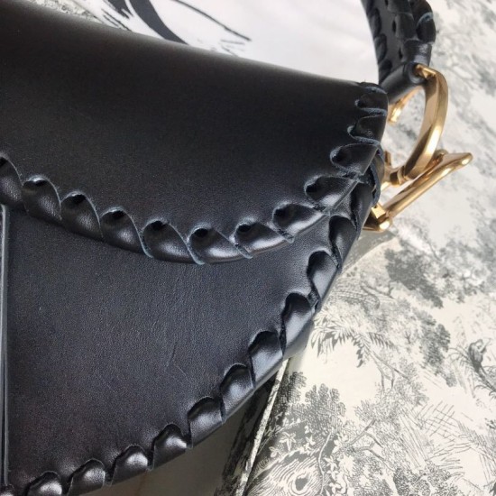Replica Christian Dior Grooved Edge Saddle Bag Black