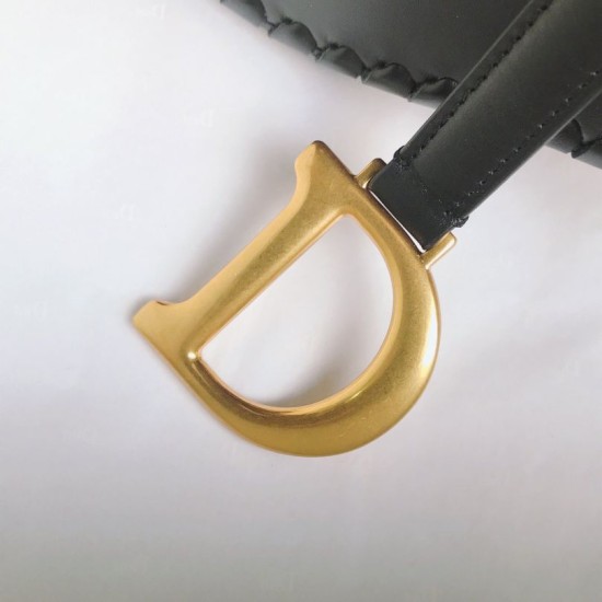 Replica Christian Dior Grooved Edge Saddle Bag Black