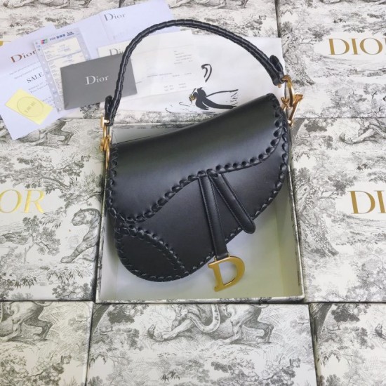 Replica Christian Dior Grooved Edge Saddle Bag Black