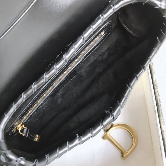 Replica Christian Dior Grooved Edge Saddle Bag Black