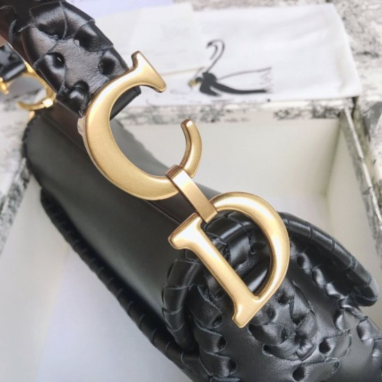 Replica Christian Dior Grooved Edge Saddle Bag Black