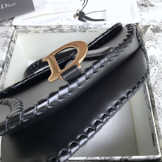 Replica Christian Dior Grooved Edge Saddle Bag Black