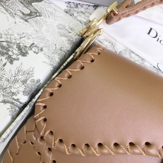 Replica Christian Dior Grooved Edge Saddle Bag Brown