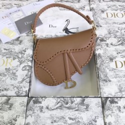 Replica Christian Dior Grooved Edge Saddle Bag Brown