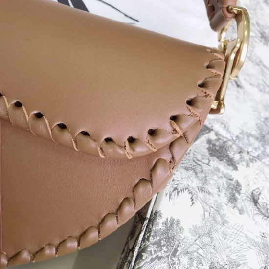 Replica Christian Dior Grooved Edge Saddle Bag Brown