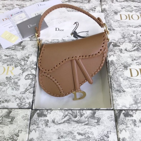 Replica Christian Dior Grooved Edge Saddle Bag Brown