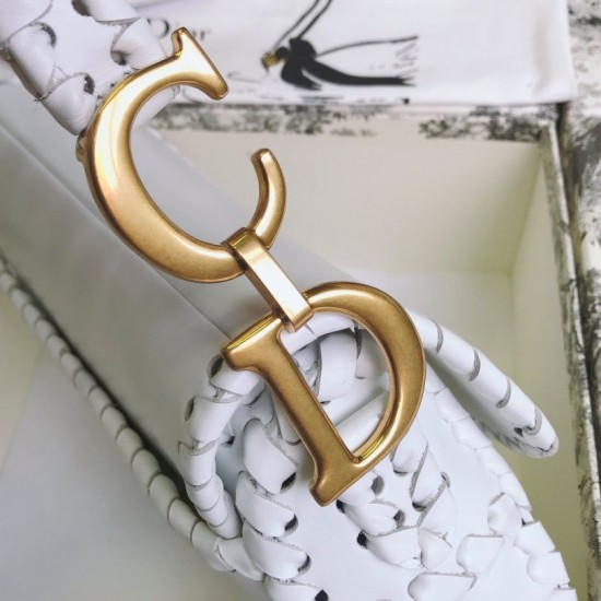 Fake Christian Dior Grooved Edge Saddle Bag White Replica